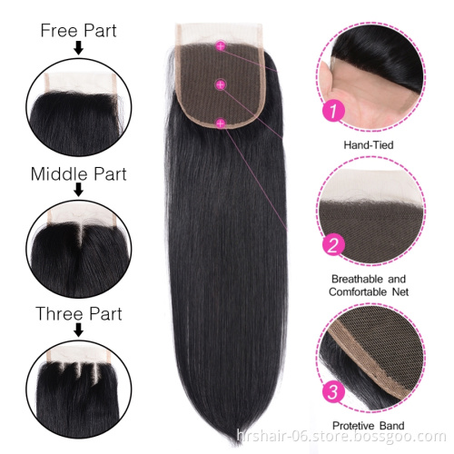 Lace Closure  With Bundles Brazilian Straight Hair With Closure Straight hair 3 Bundles Human Hair With Lace Closure